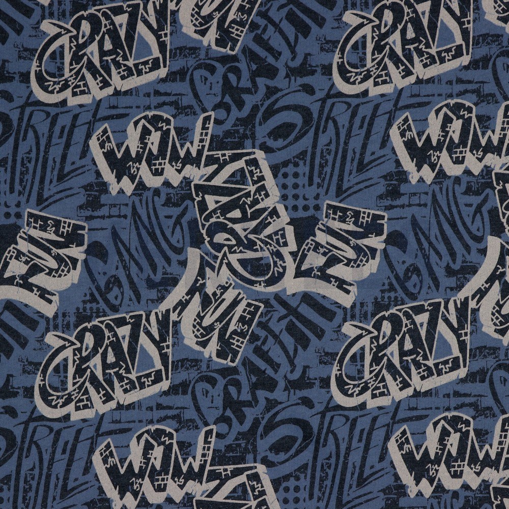 Sweat Graffiti - Anthrazit- Blau Melange  