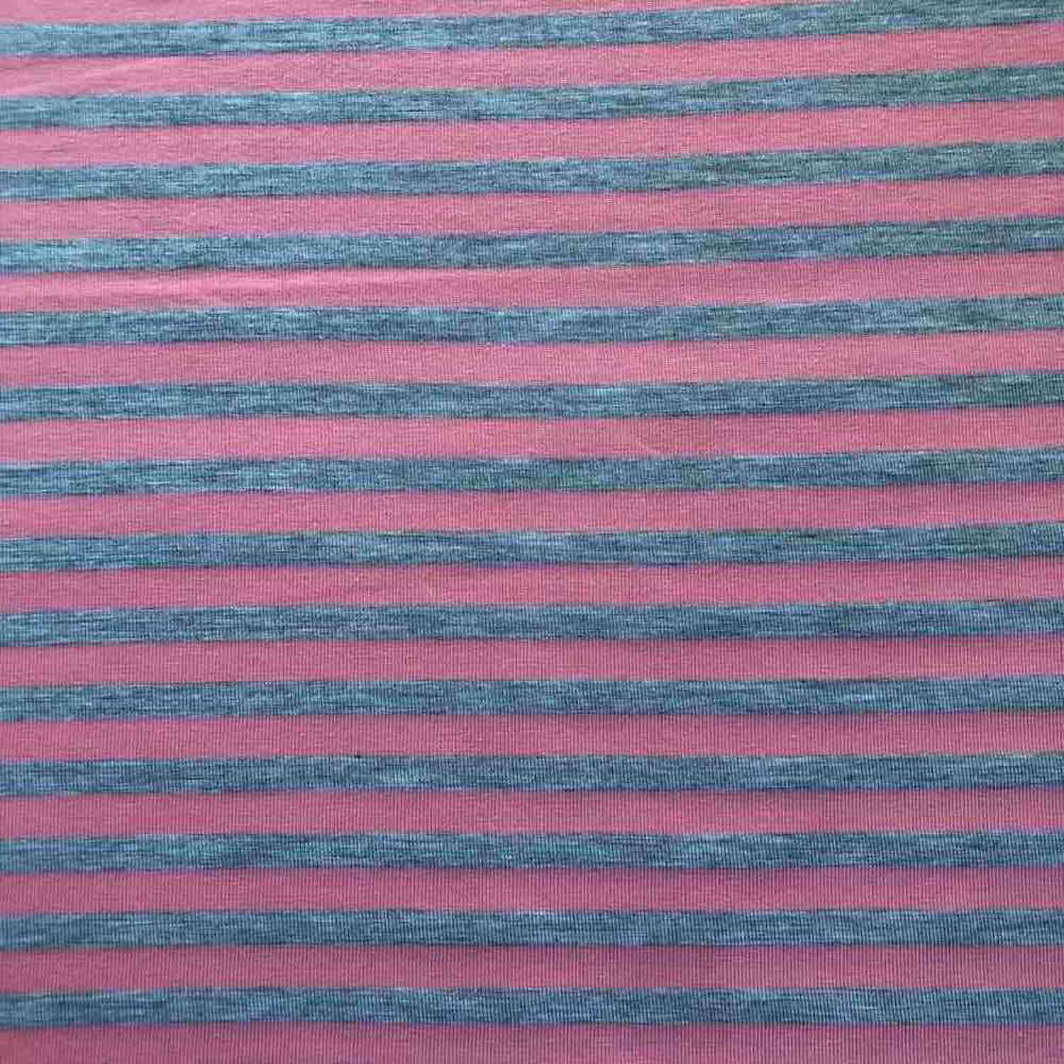 Jersey Streifen - rosa-grau meliert